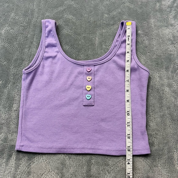 Heart Button Lavender Crop Top - Picture 3 of 8